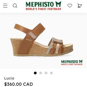NEW MEPHISTO Lucia leather cork wedge sandals, size 11
